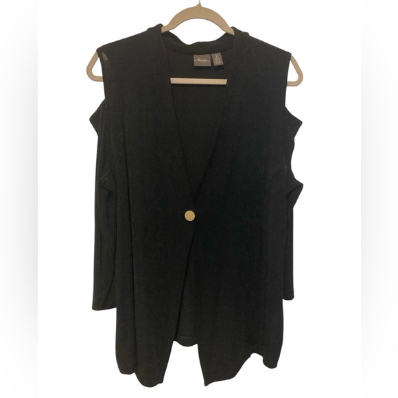 Travelers by chicos size 2 (L) cold shoulder slinky cardigan - Picture 1 of 7